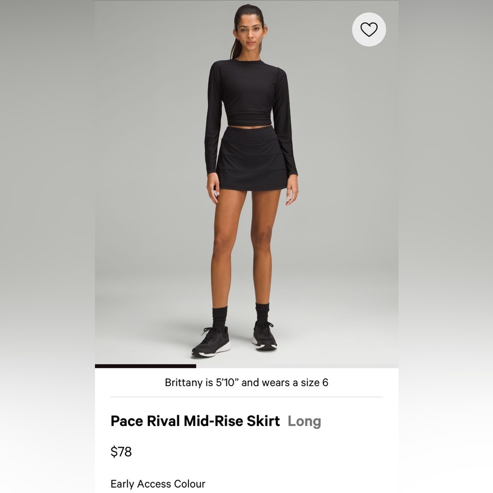 lululemon athletica Pace Rival MR Black skirt